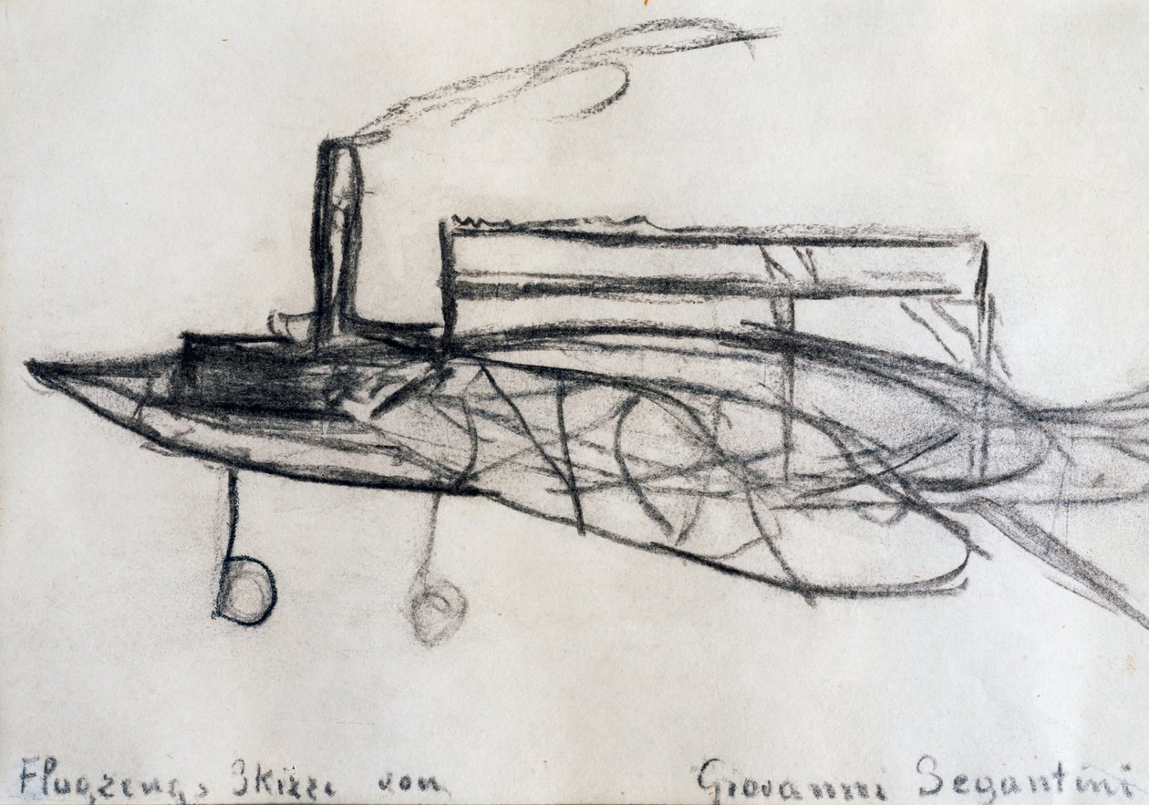 Vliegtuigschets door Giovanni Segantini