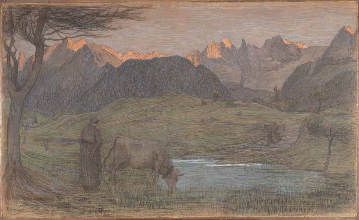 Studie voor "La Vita door Giovanni Segantini