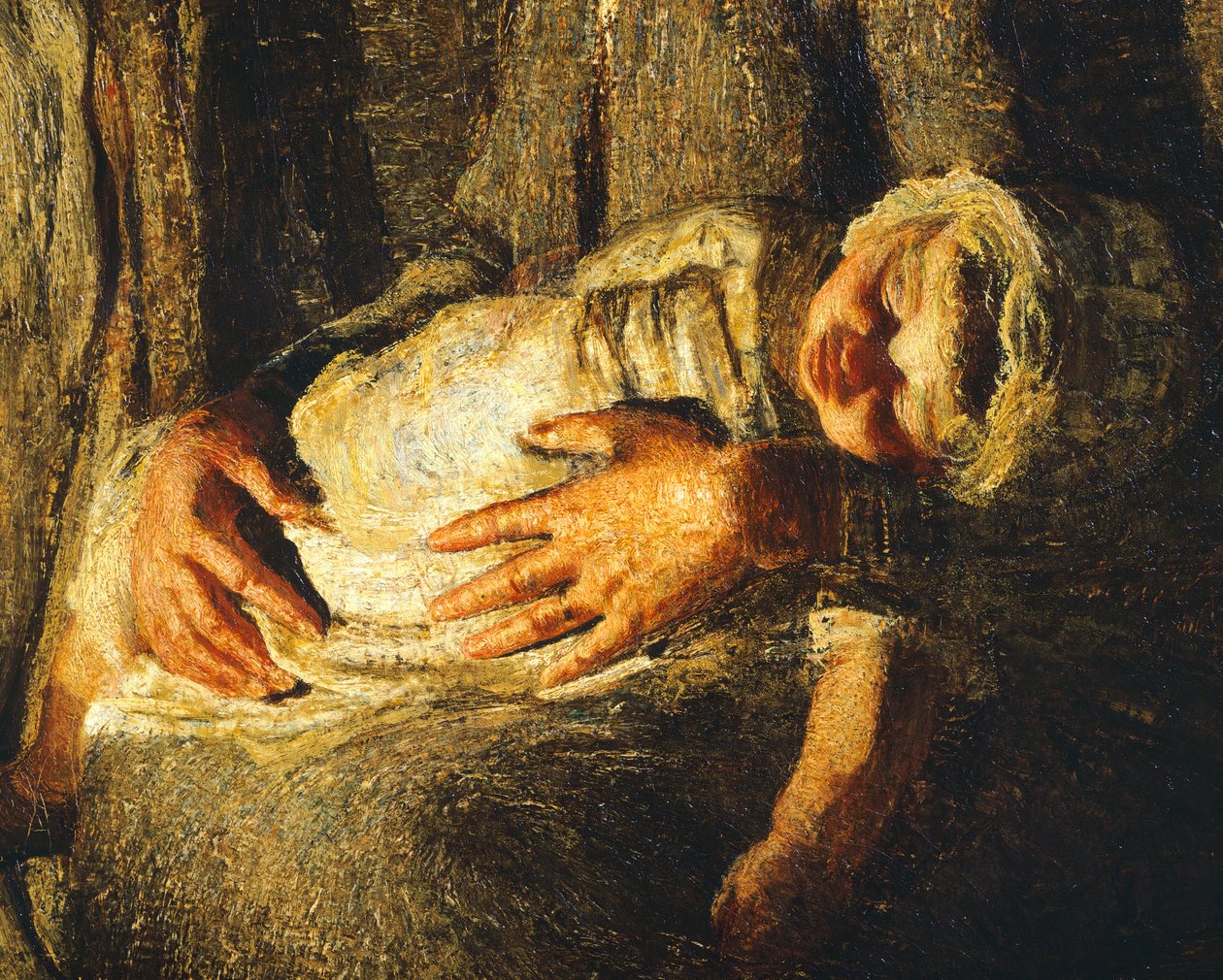 De Twee Moeders (detail) door Giovanni Segantini