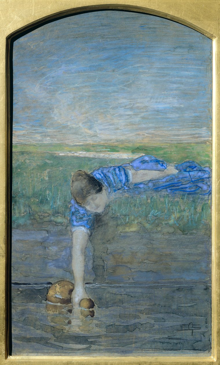 Vrouwen bij rivier door Giovanni Segantini