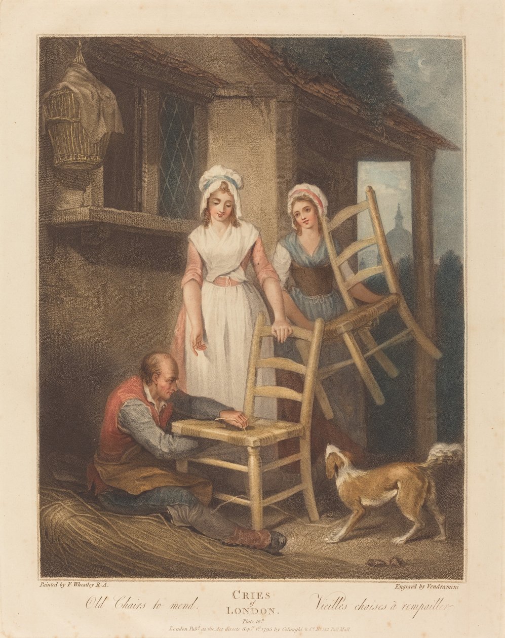 Oude Stoelen om te Repareren door Giovanni Vendramini after Francis Wheatley