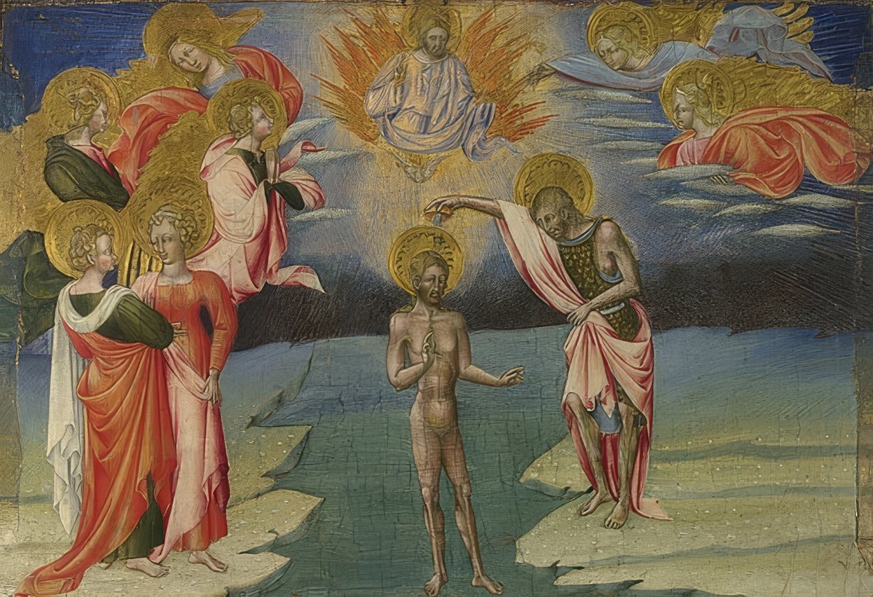 De doop van Christus (Predella). 1454 door Giovanni di Paolo