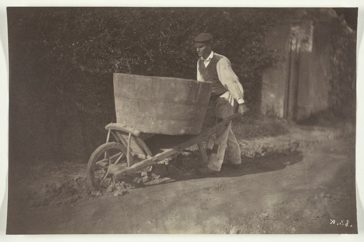 Mannelijke boer met kruiwagen door Giraudon