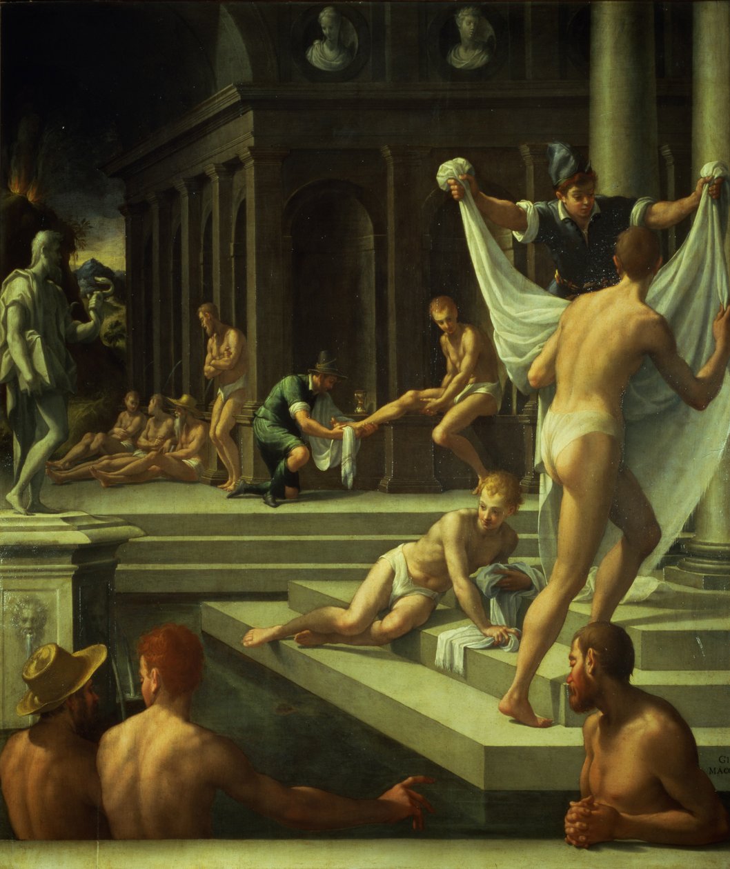 De baden van Pozzuoli, 1572 door Girolamo Macchietti