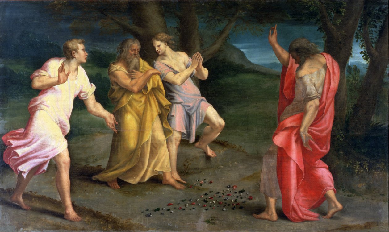 St. Johannes verandert stokken en stenen in juwelen door Girolamo Mazzola Bedoli