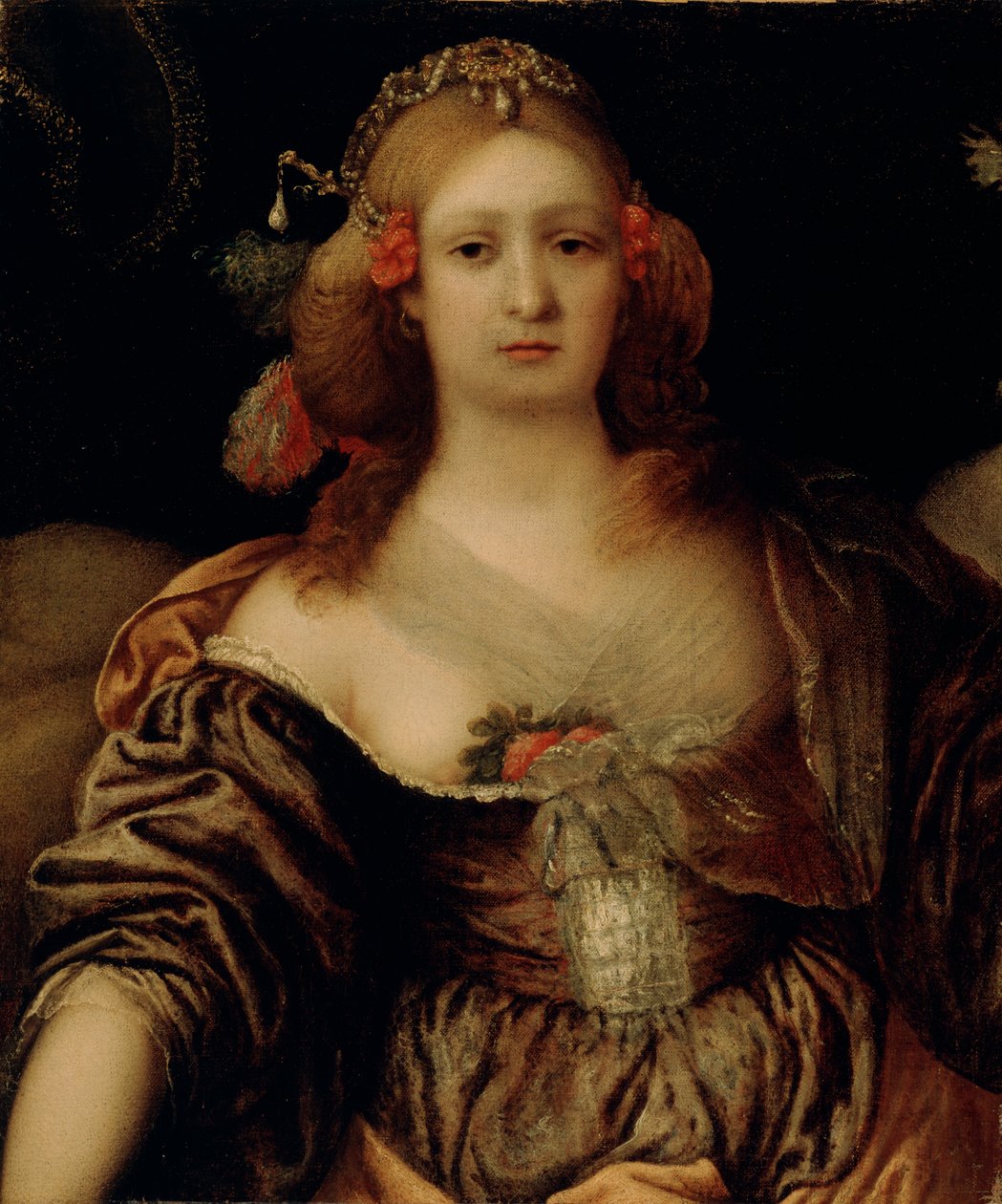 Portret van een Jonge Vrouw door Girolamo Forabosco