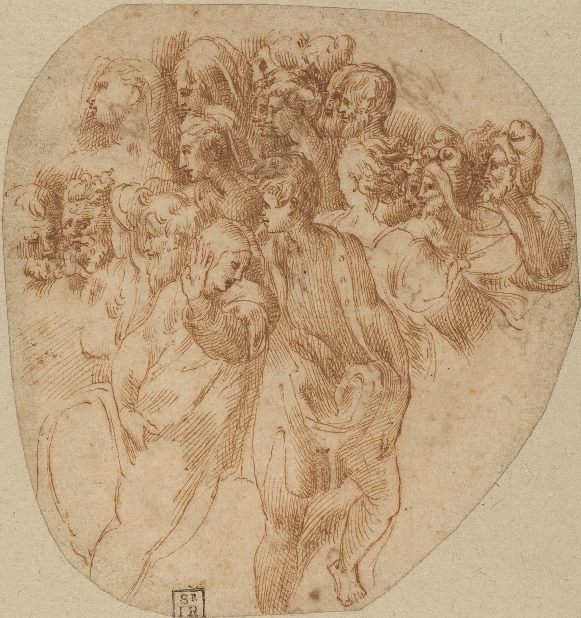 Figurenstudies [recto] door Girolamo Mazzola Bedoli