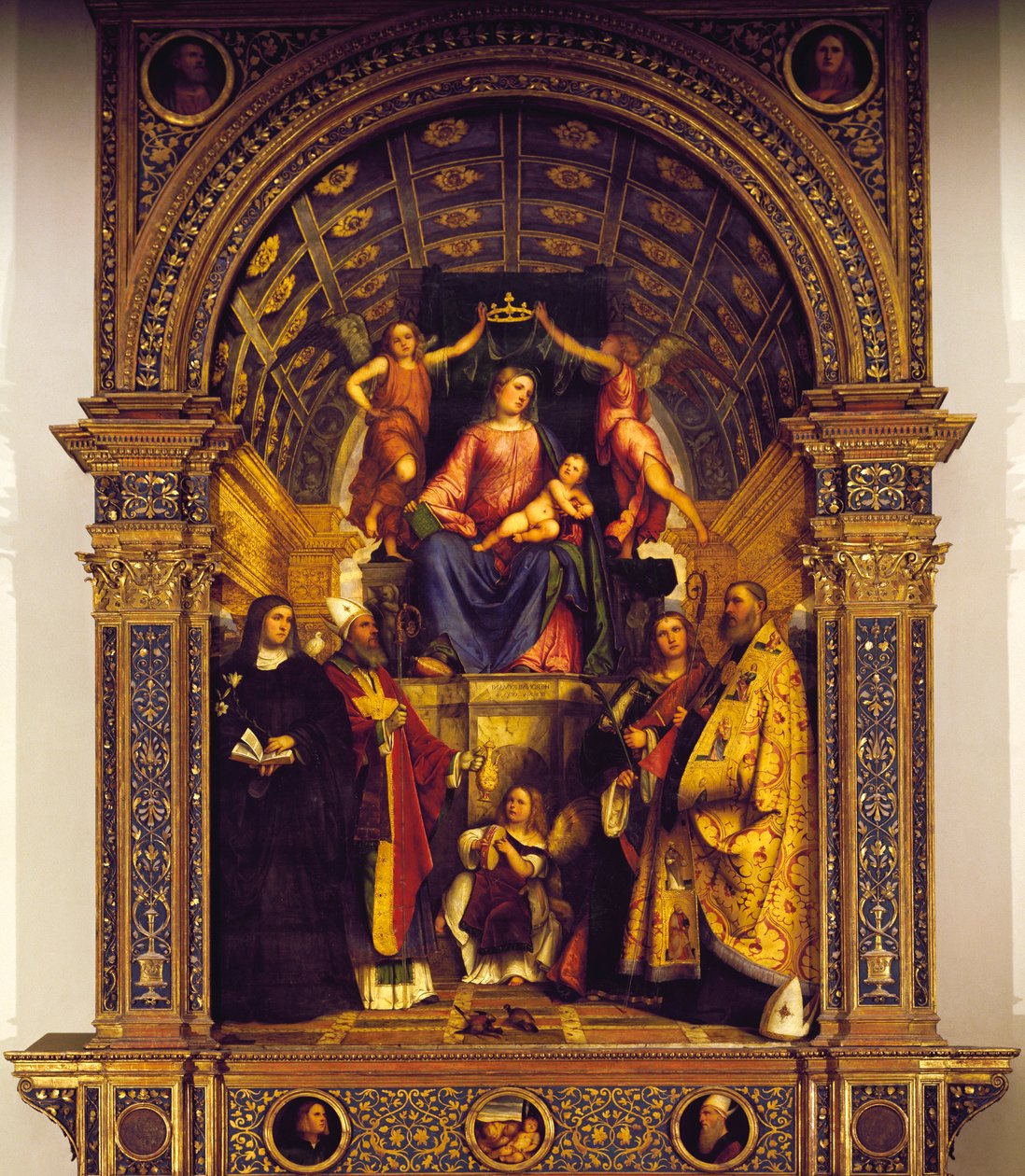 Madonna en Heiligen door Girolamo Romanino