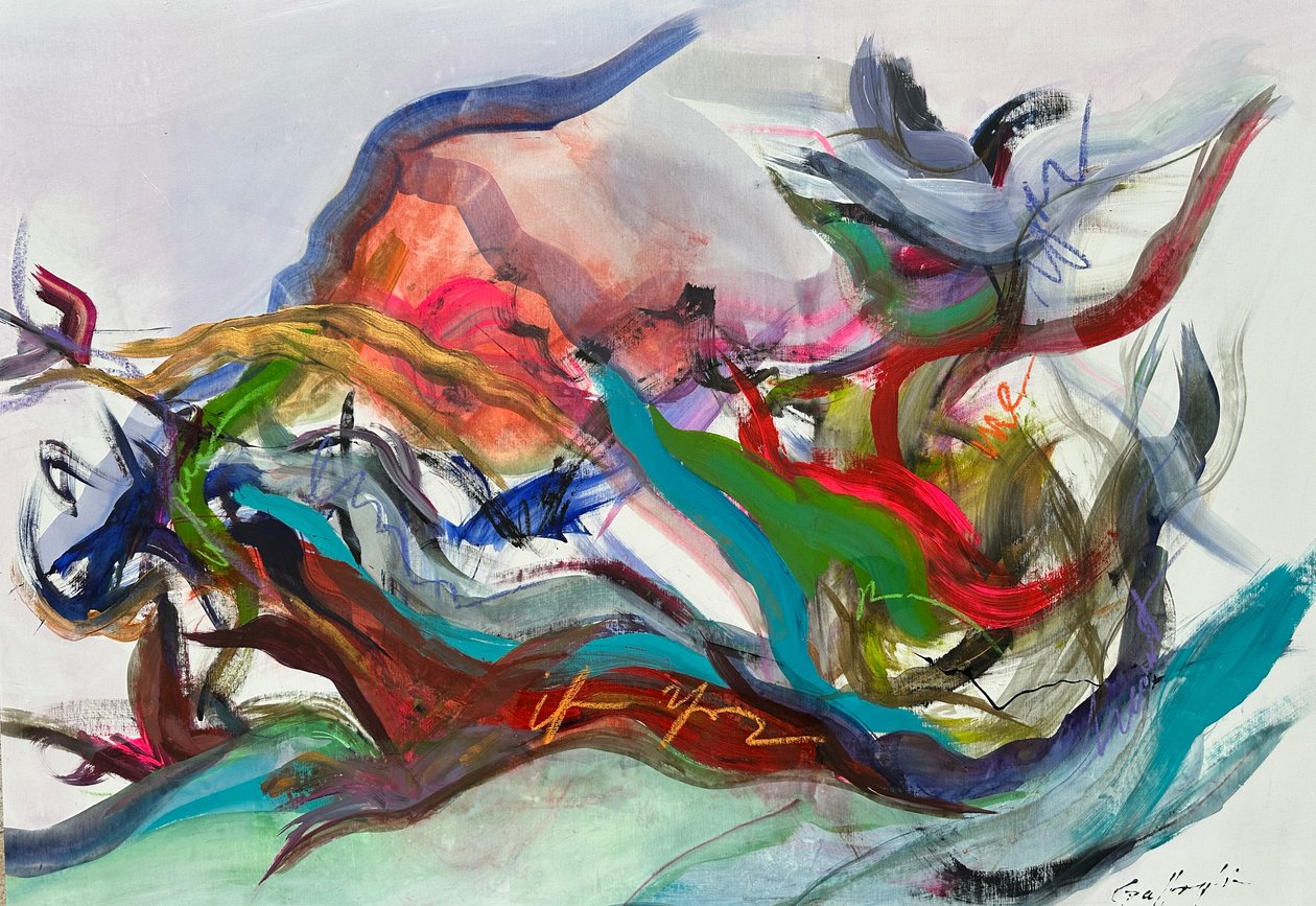 Verstrengelde gevoelens (schilderij) door Gisela Gaffoglio