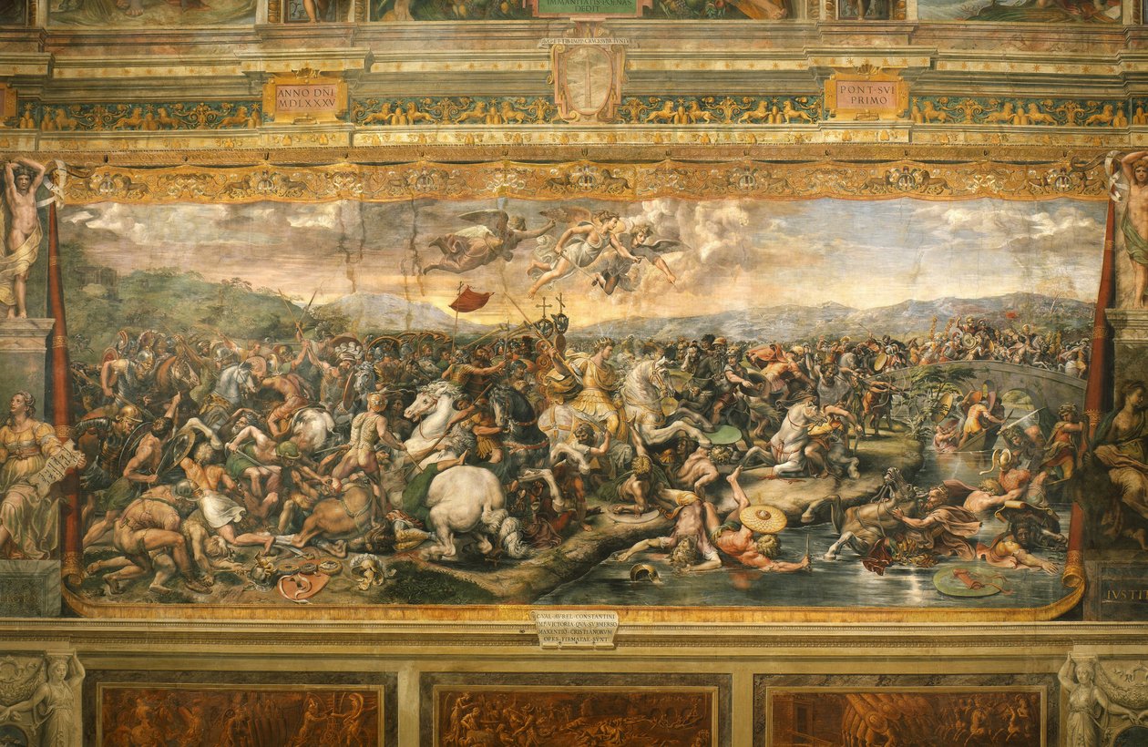 Slag bij de Milvische brug door Giulio Romano