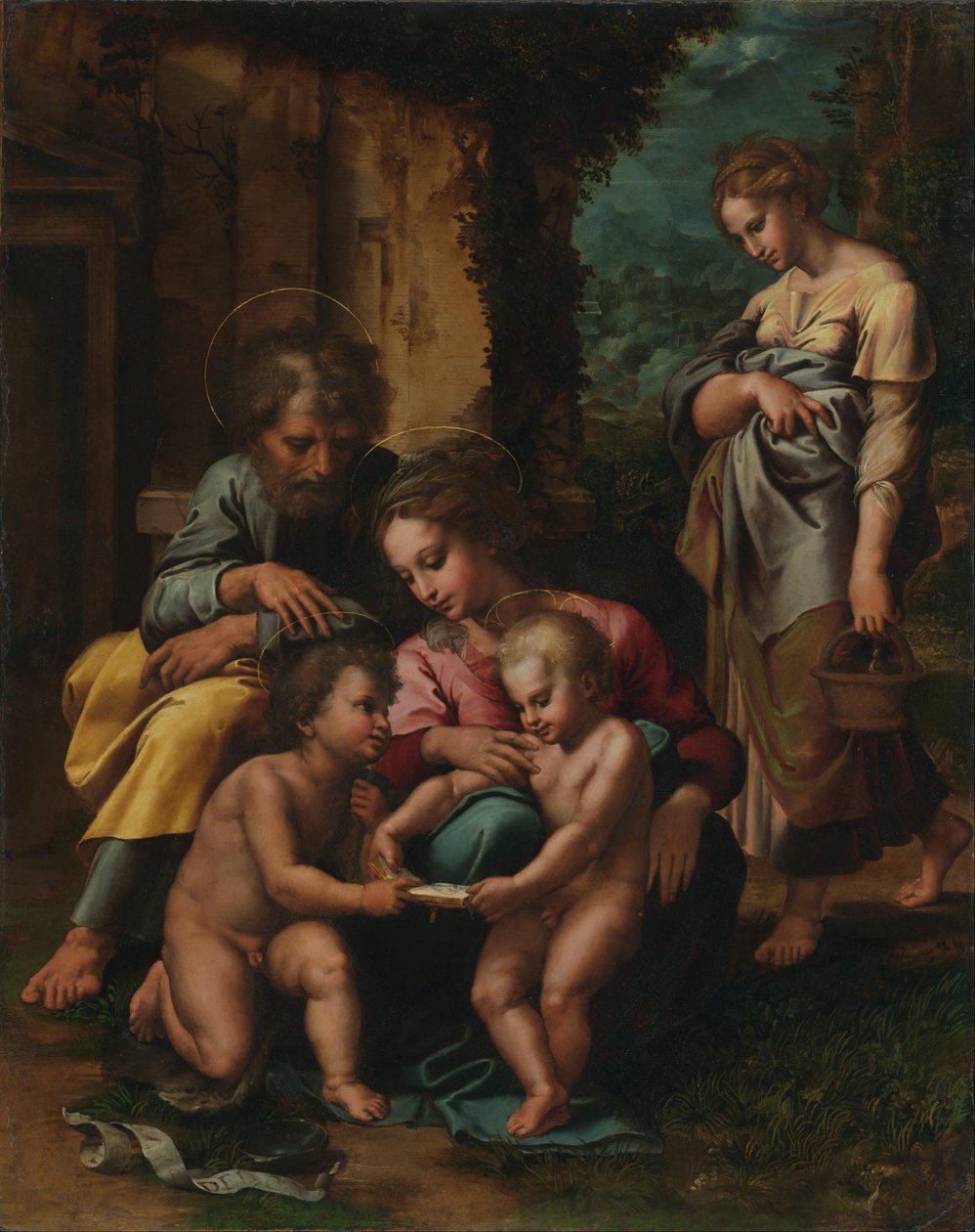 De Heilige Familie door Giulio Romano