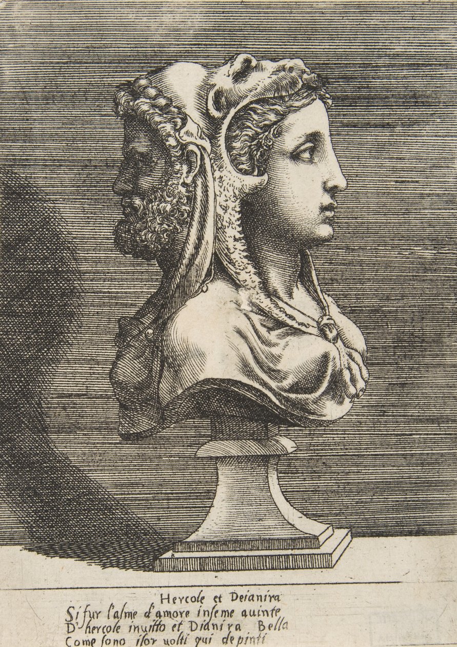Buste van Hercules en Dejanira, ca. 1531-76 door Giulio Bonasone