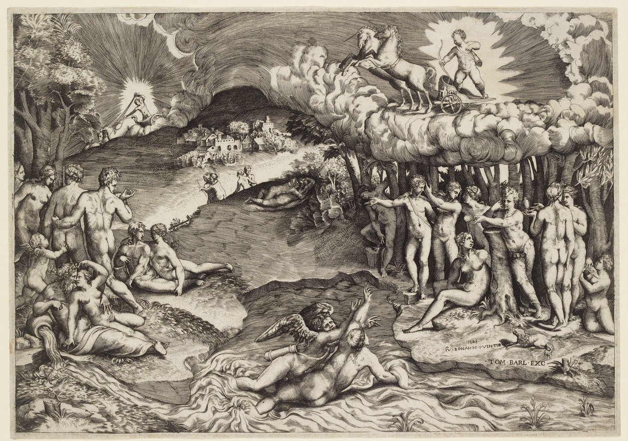 De triomf van de liefde, 1545 door Giulio Bonasone