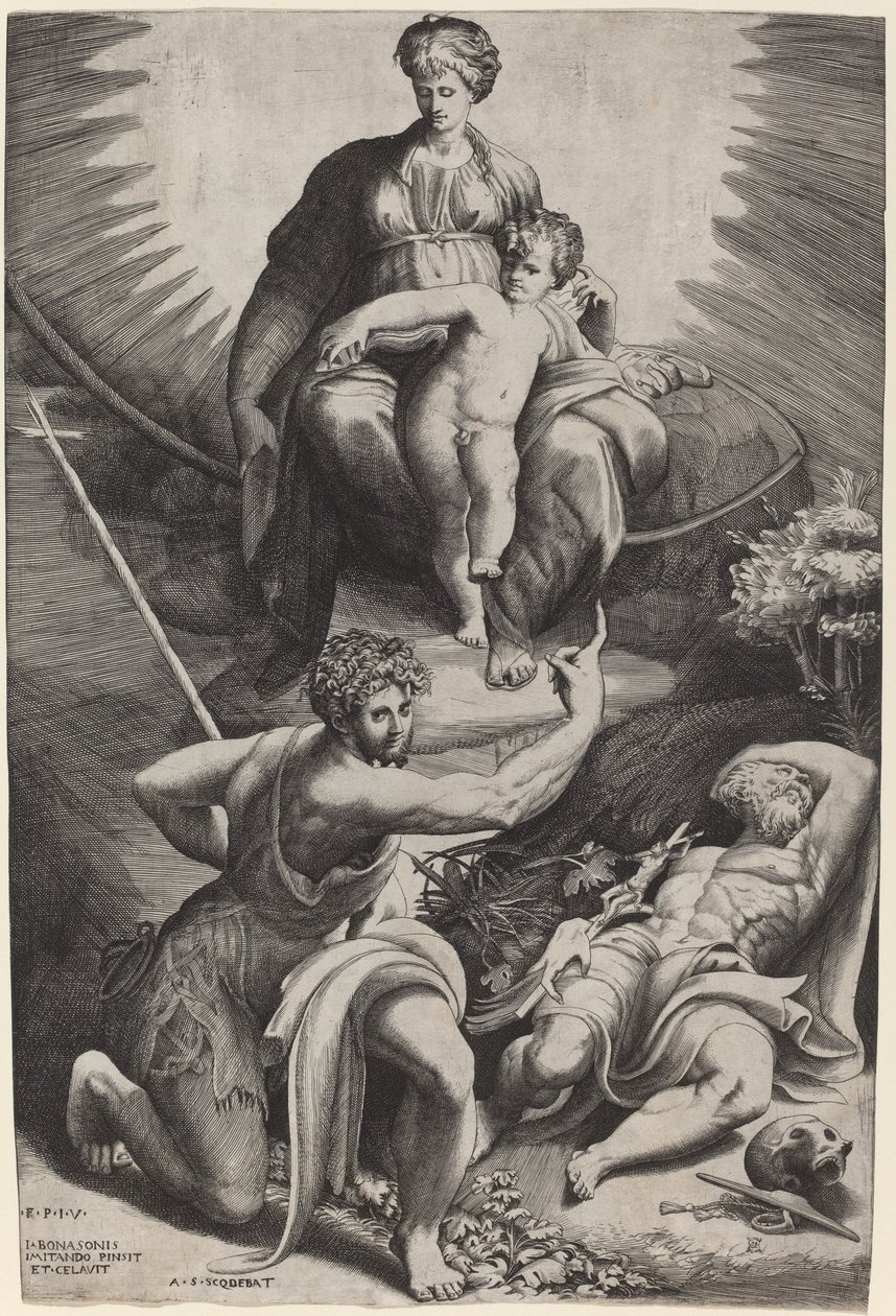 De Visioen van Sint Hiëronymus door Giulio Bonasone