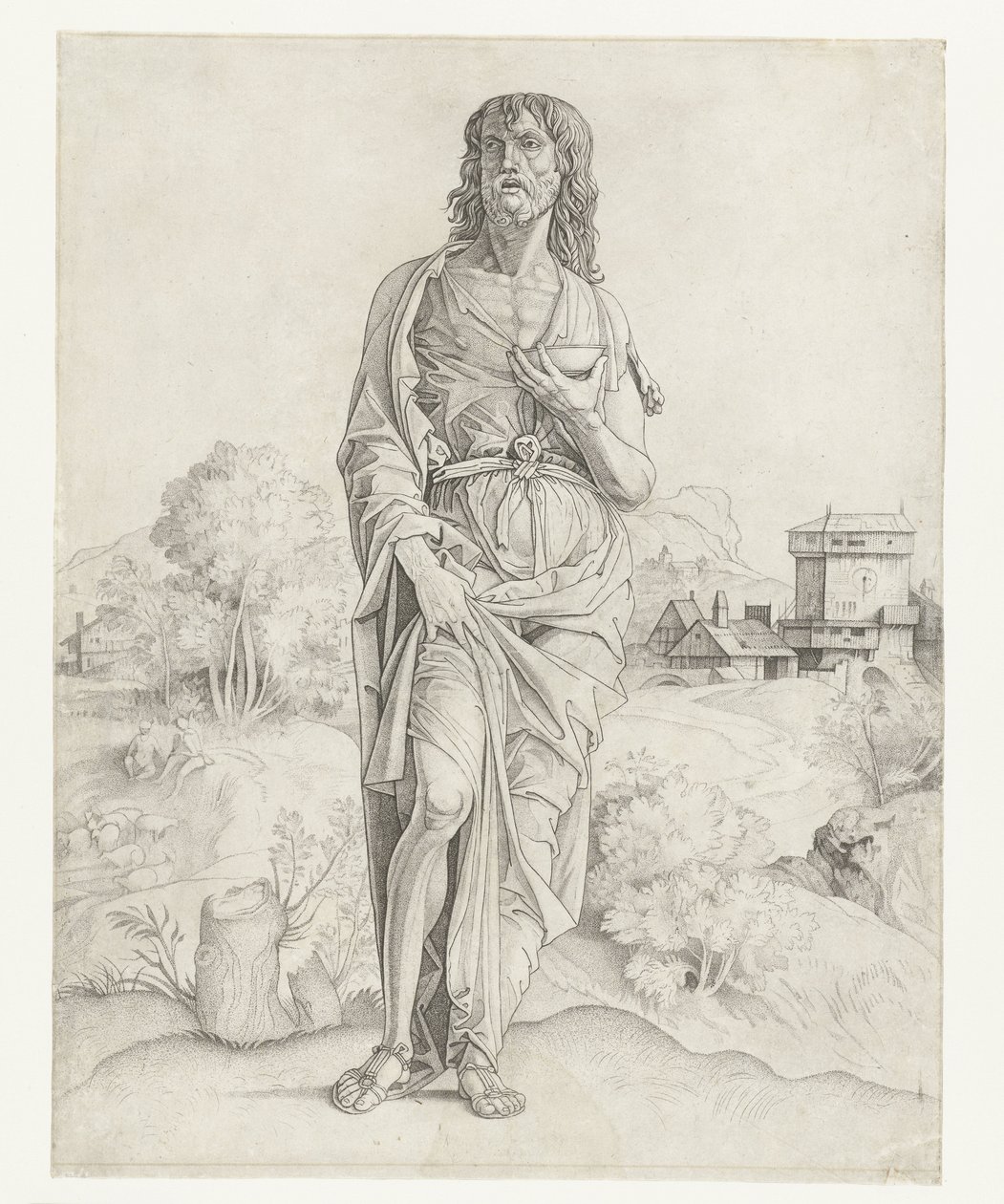 Johannes de Doper door Giulio Campagnola