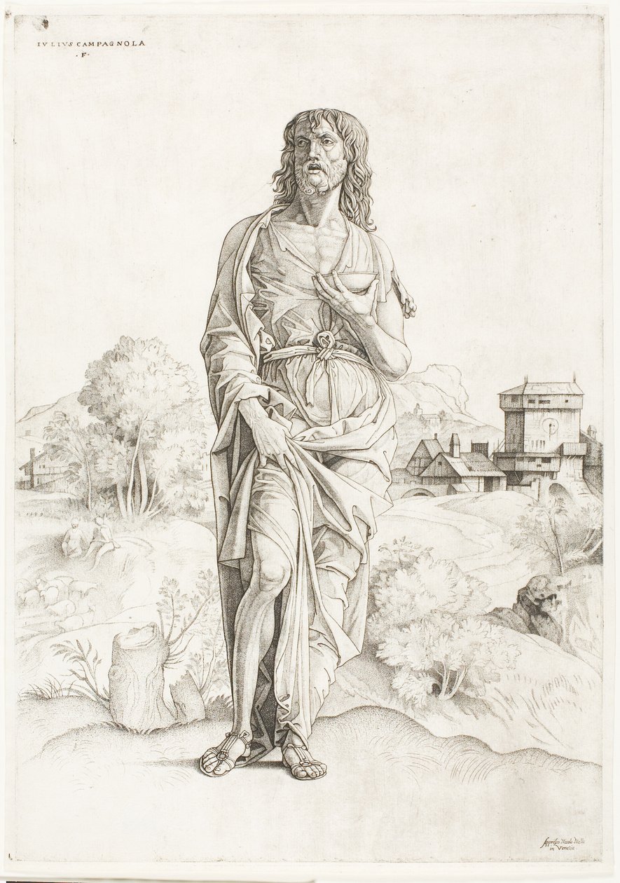 Sint Johannes de Doper door Giulio Campagnola