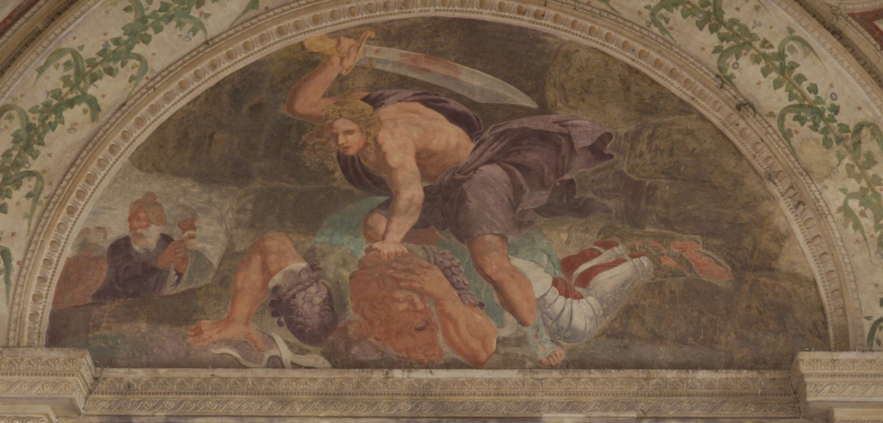 David doodt Goliath Loggia di Davide door Giulio Romano