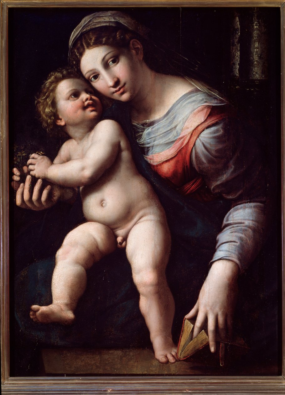 Maagd en kind door Giulio Romano
