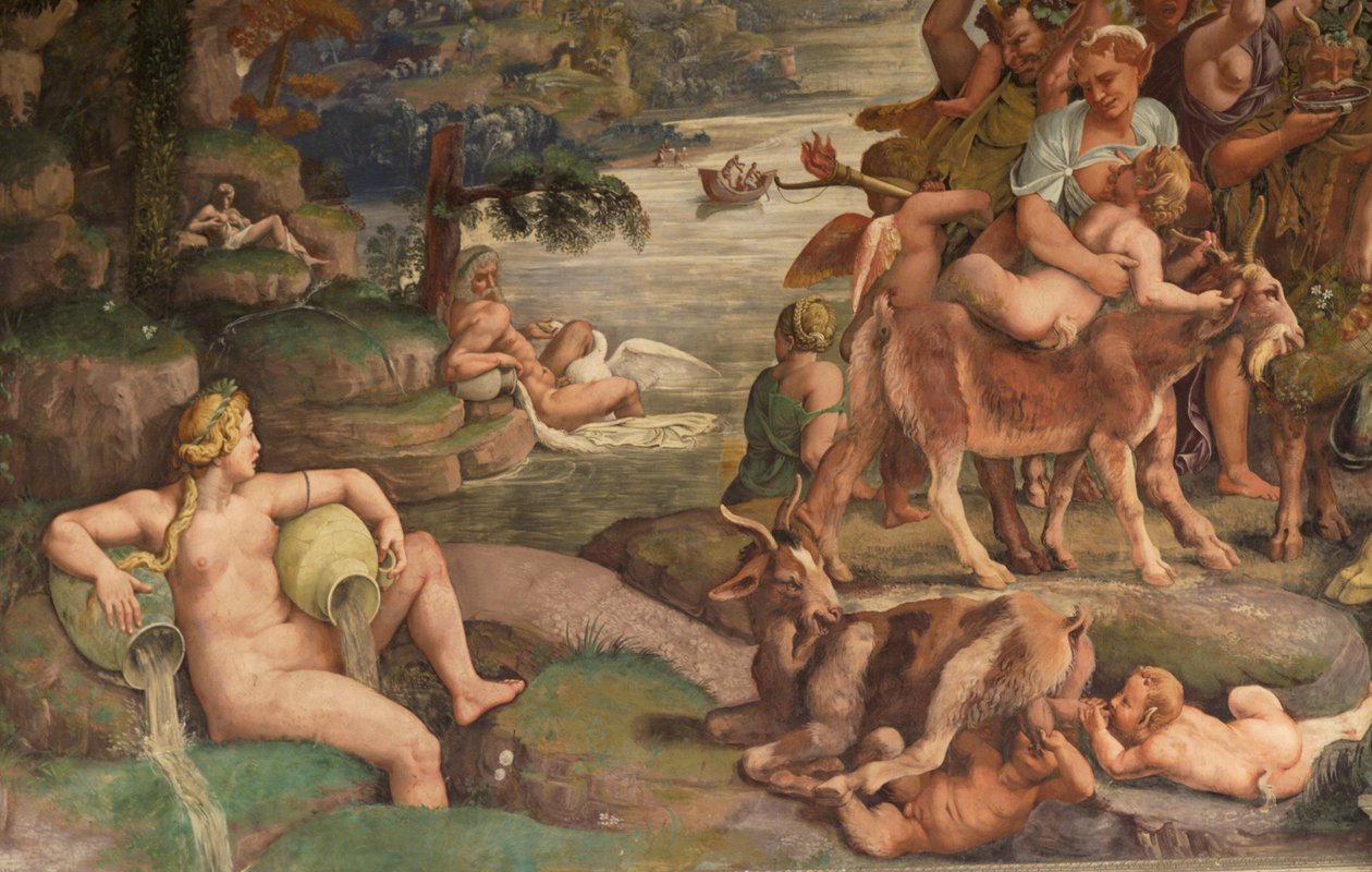 Bruiloftsfeest van Cupido en Psyche (detail) door Giulio Romano