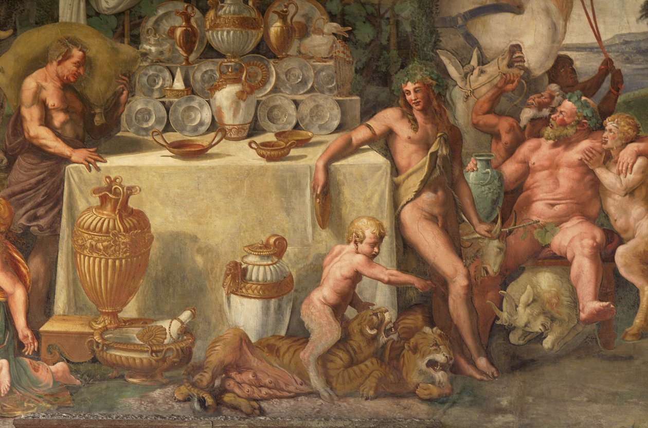 Bruiloftsfeest van Cupido en Psyche (detail) door Giulio Romano