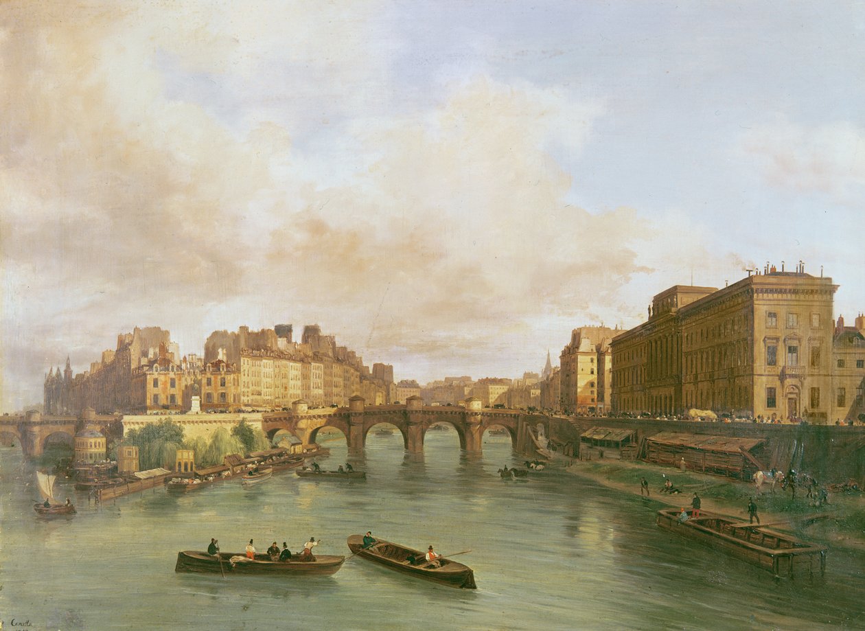 De Pont Neuf, Ile de la Cite, Parijs Munt en Conti Quay, 1832 door Giuseppe Canella