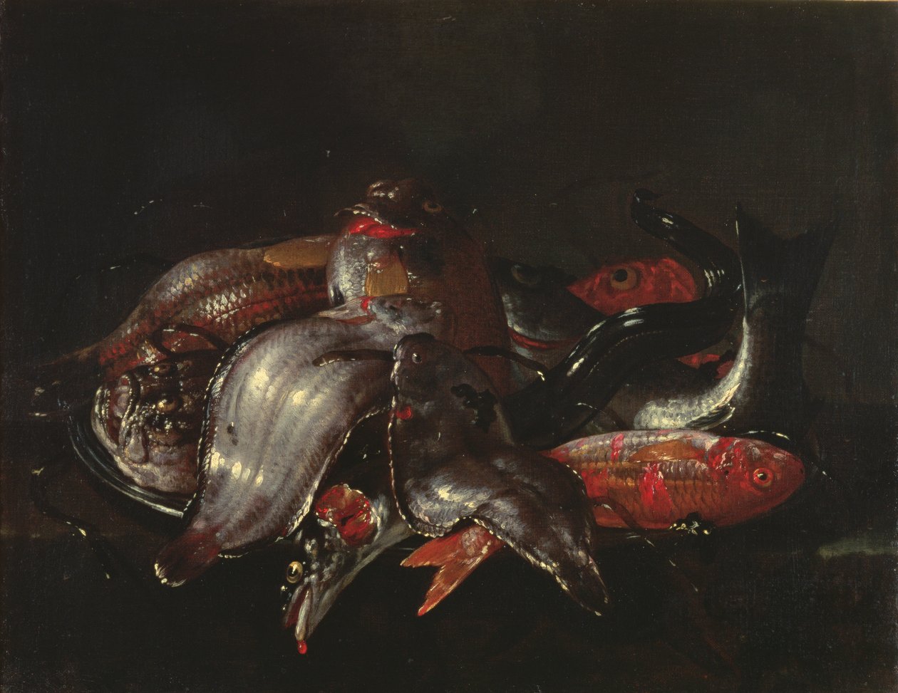Stilleven van Vis, c.1670-80 door Giuseppe Recco