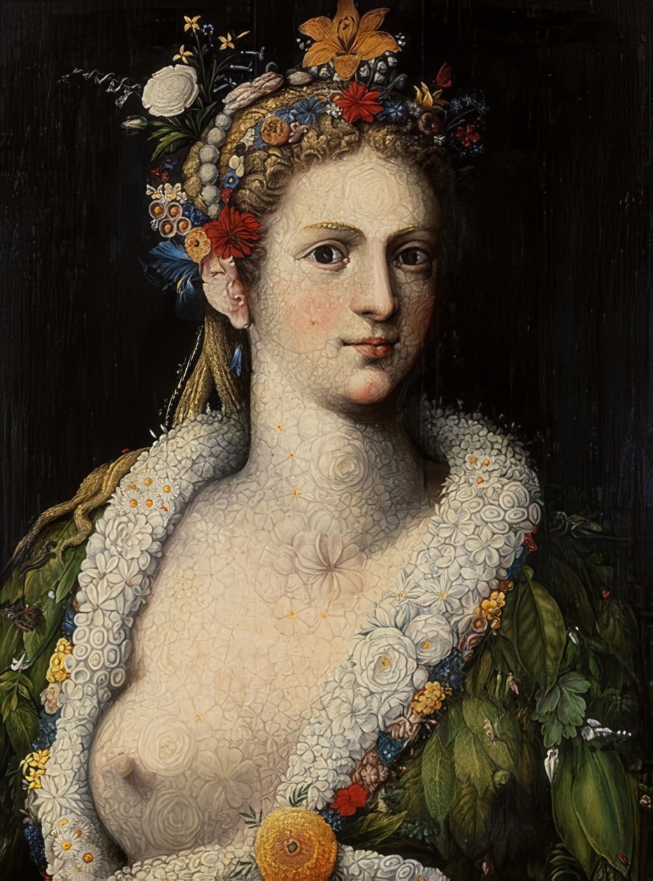 Flora Meretrix. Om 1590 door Giuseppe Arcimboldo