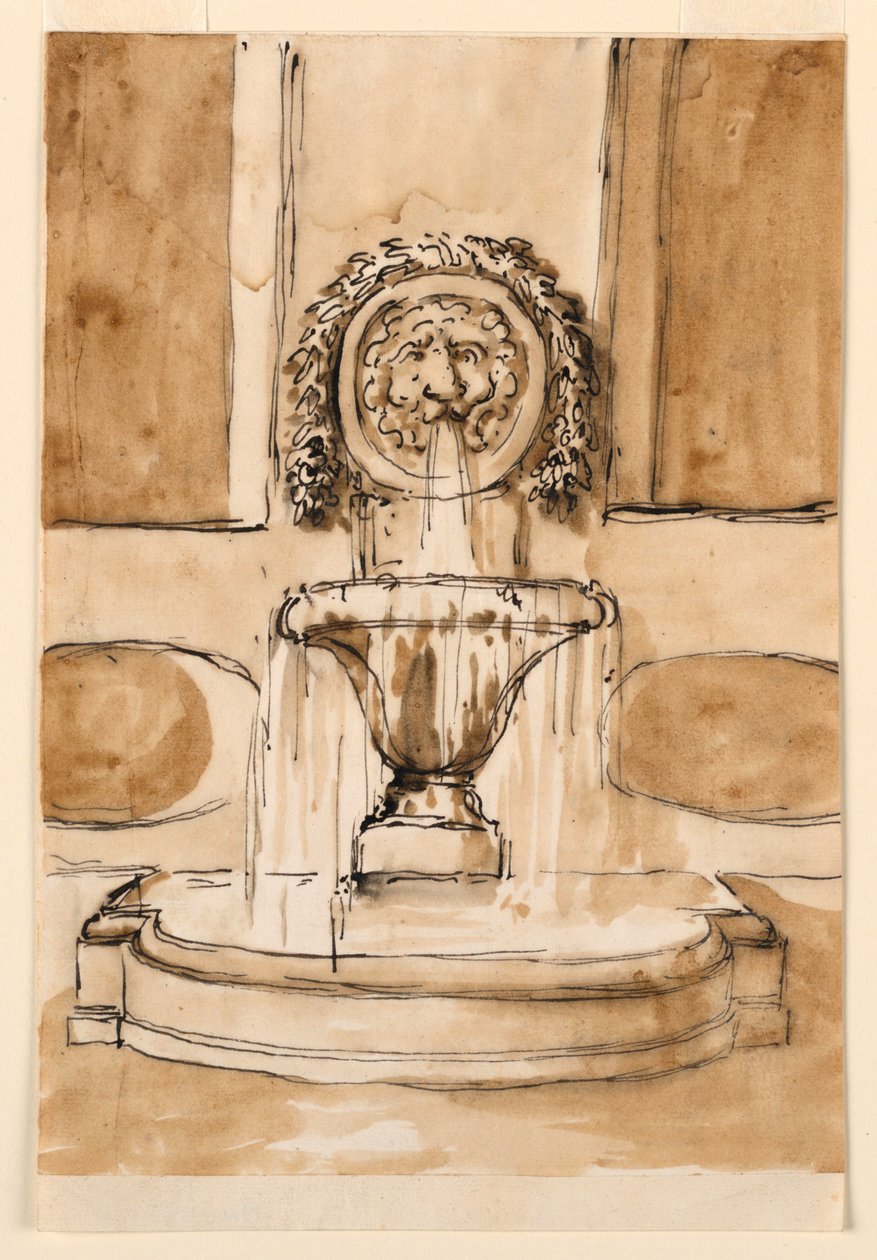 Ontwerp voor een Muurfontein door Giuseppe Barberi