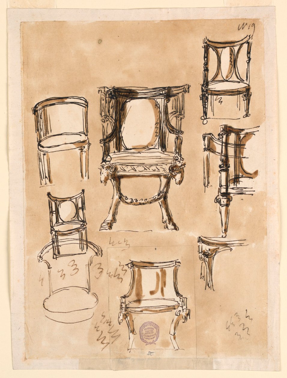 Ontwerpen voor stoelen door Giuseppe Barberi