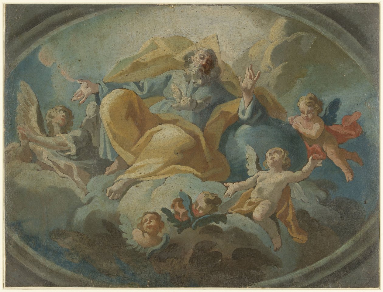 God met engelen in de wolken door Giuseppe Baroni