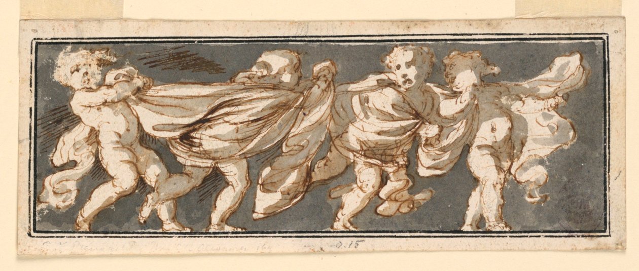 Fries met Kinderen door Giuseppe Bernardino Bison