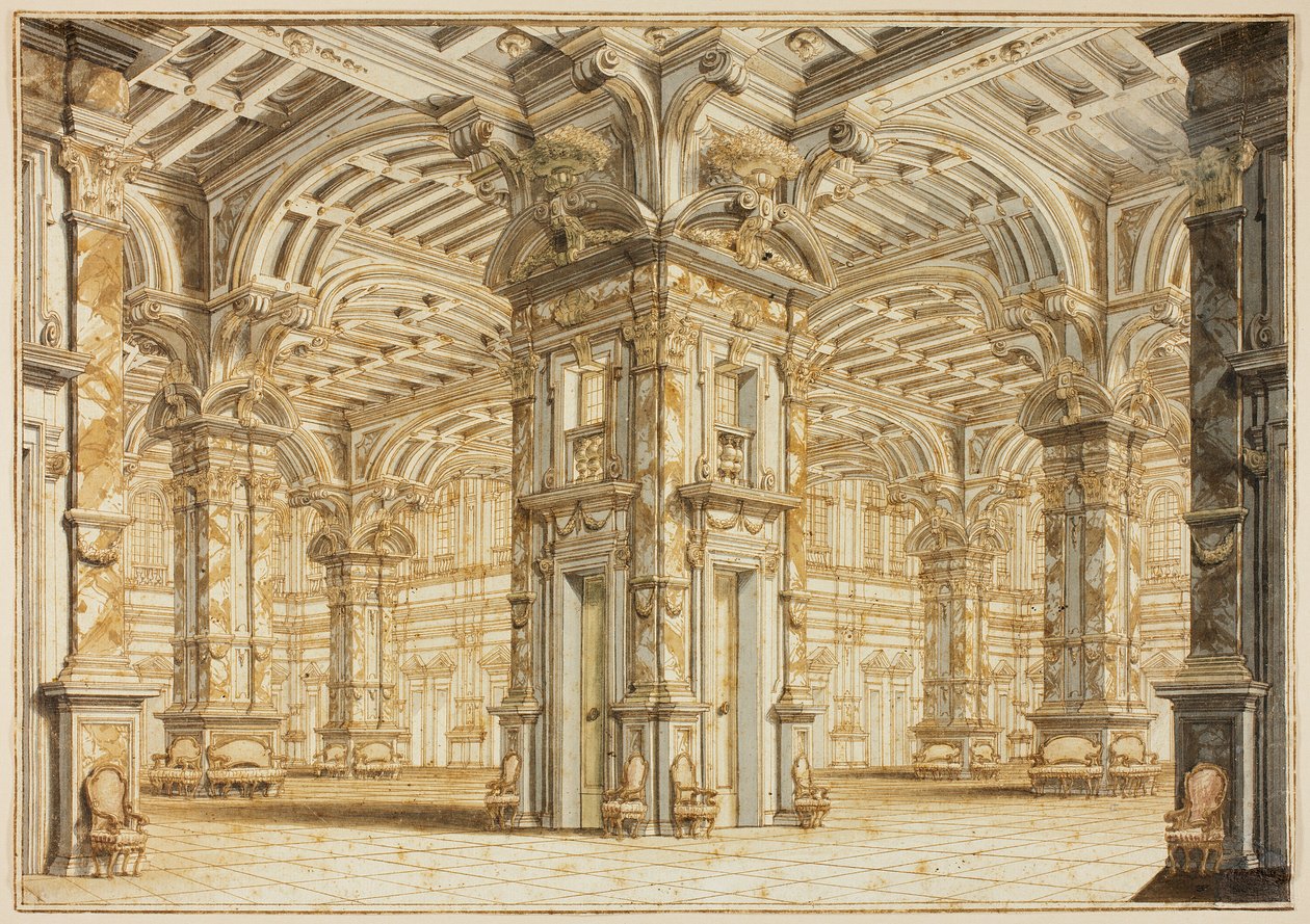 Festivalhal Uit een Theatrale Scene door Giuseppe Galli Bibiena