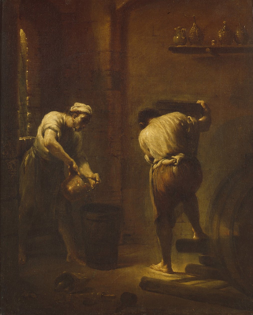 Scène in de kelder, ca 1710-1715 door Giuseppe Maria Crespi