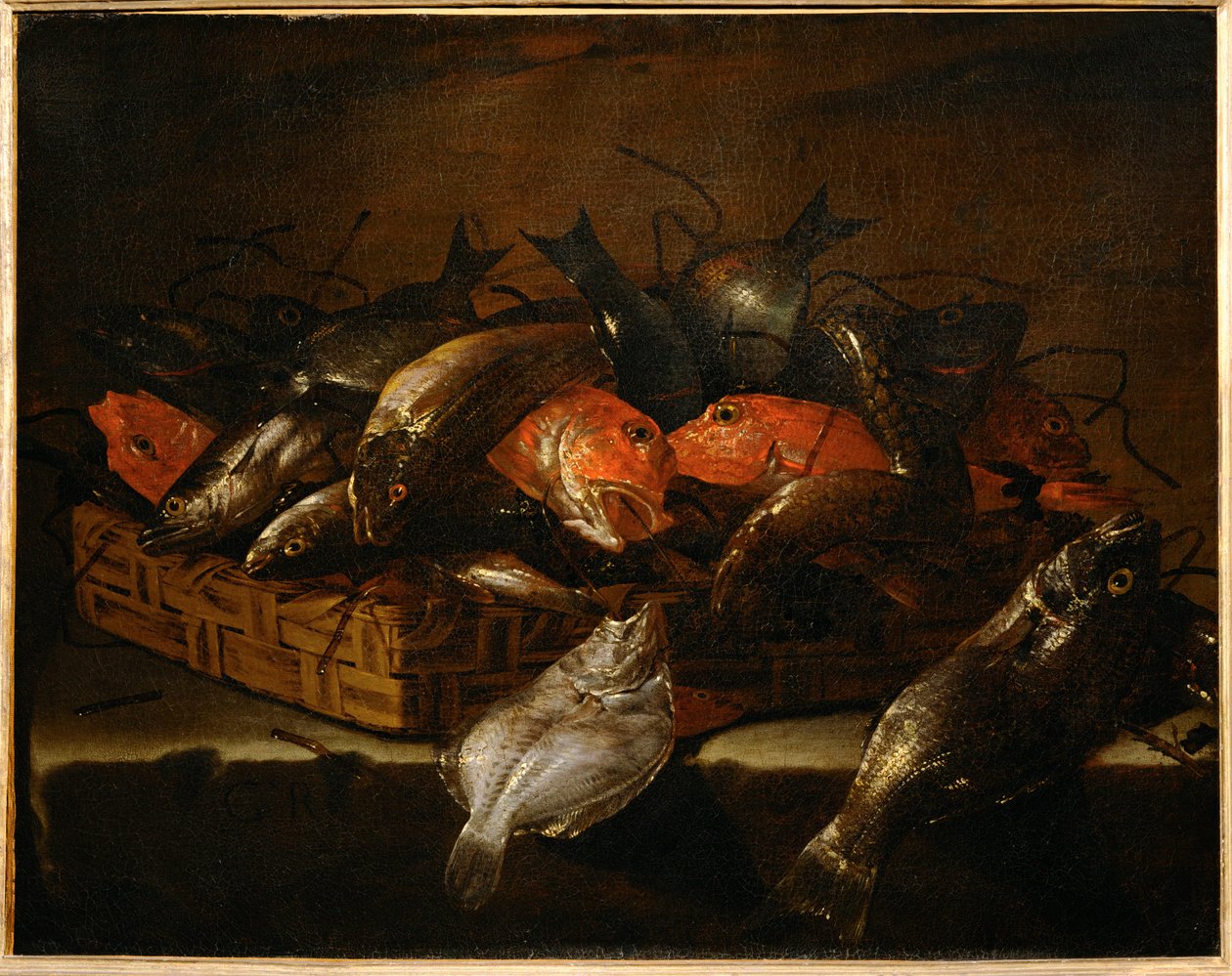 Stilleven met vissen ... door Giuseppe Recco
