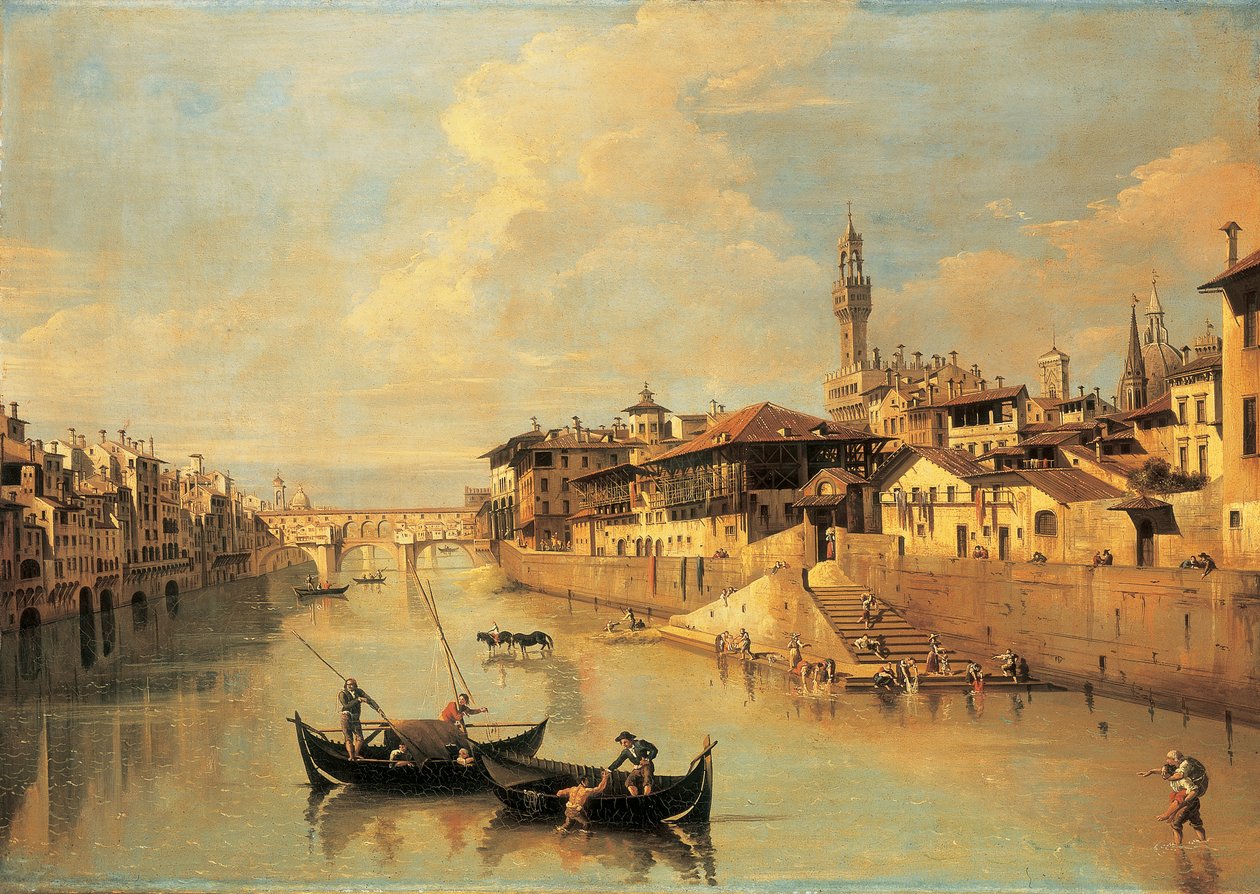 De Ponte Vecchio, Florence door Giuseppe Zocchi