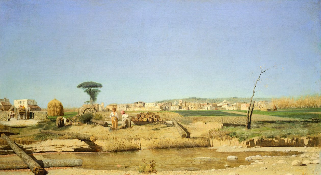 Boerderij nabij Napels door Giuseppe or Joseph de Nittis