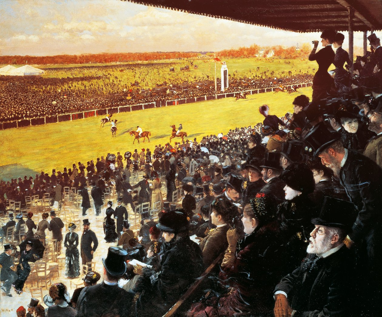 Races in Longchamps door Giuseppe or Joseph de Nittis