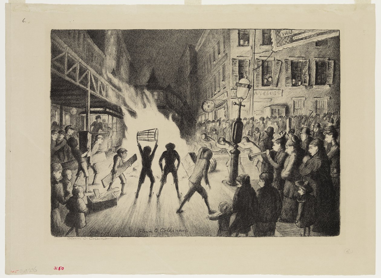 Verkiezingsnacht vreugdevuur, 1928 door Glenn O Coleman