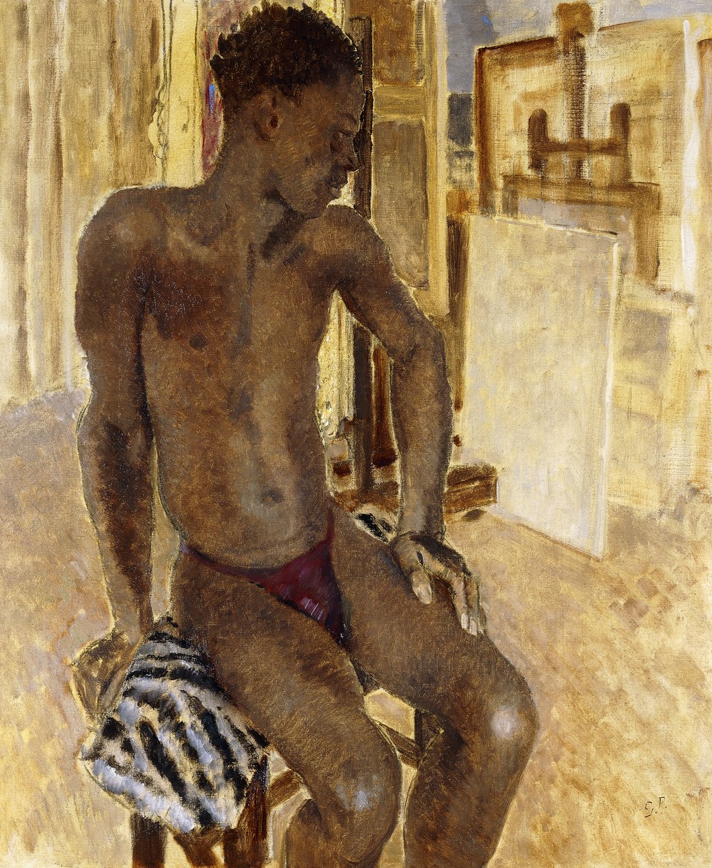 Zwart model in de studio door Glyn Warren Philpot