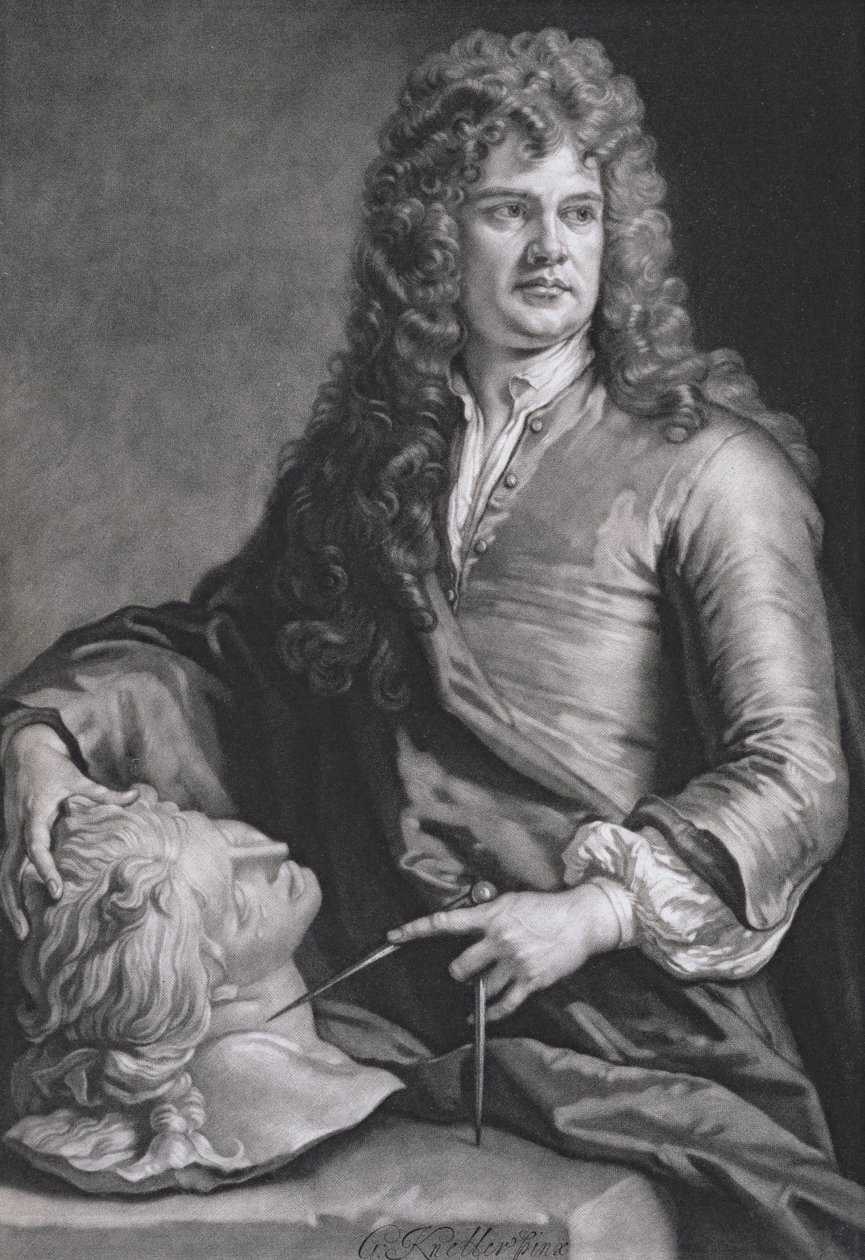 Grinling Gibbons (1648-1721) door Godfrey Kneller