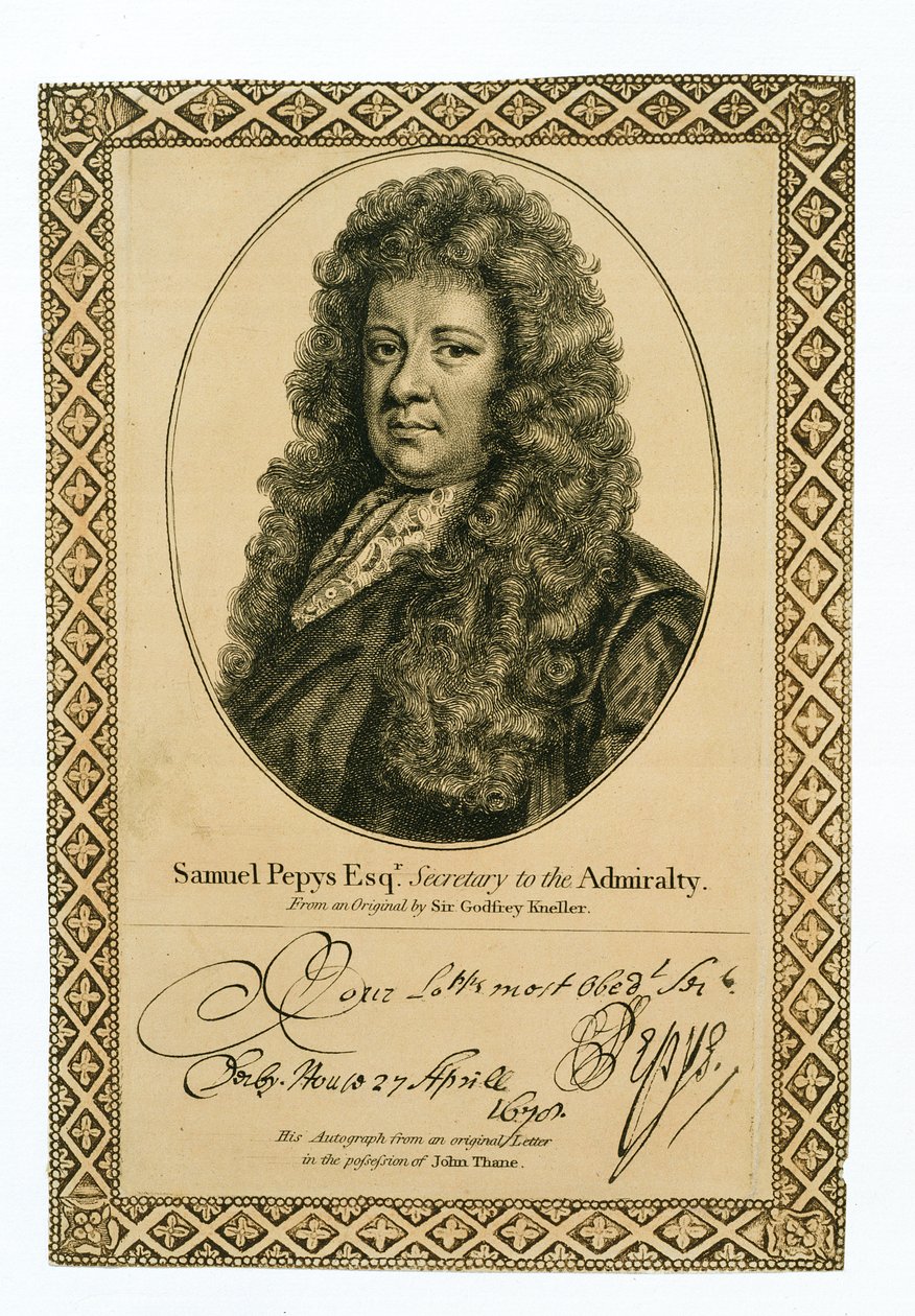 Samuel Pepys, Secretaris van de Admiraliteit door Godfrey Kneller
