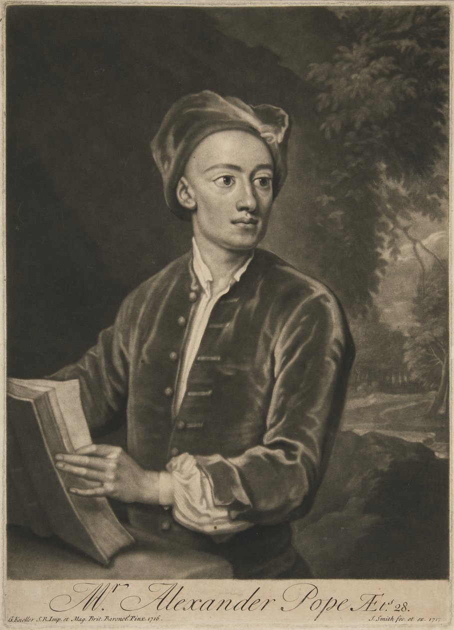 Alexander Pope, uitgegeven 1716 door Godfrey Kneller