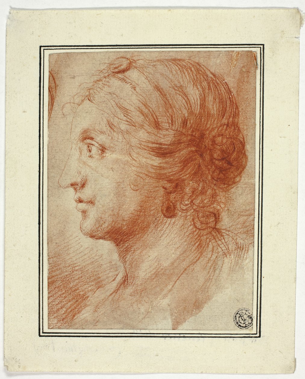 Borstbeeld van Vrouw in Profiel naar Links door Godfrey Kneller