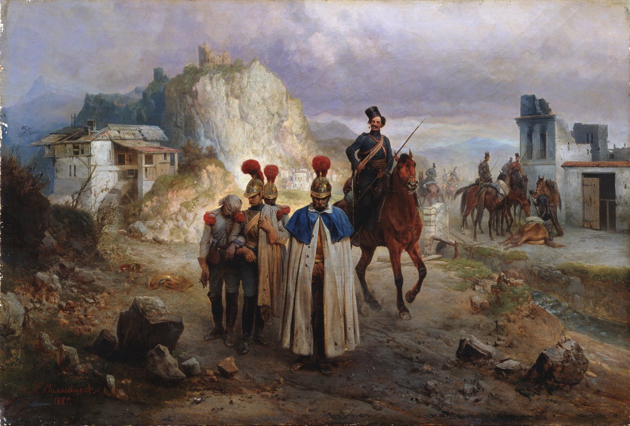 De gevangengenomen Franse mannen in 1814, 1885 door Gottfried Willewalde