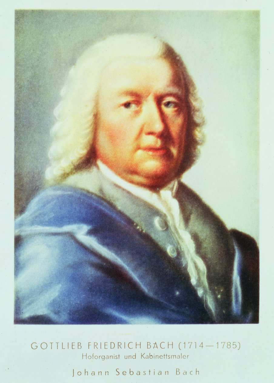 Portret van Johann Sebastian Bach (1685-1750) door Gottlieb Friedrich Bach