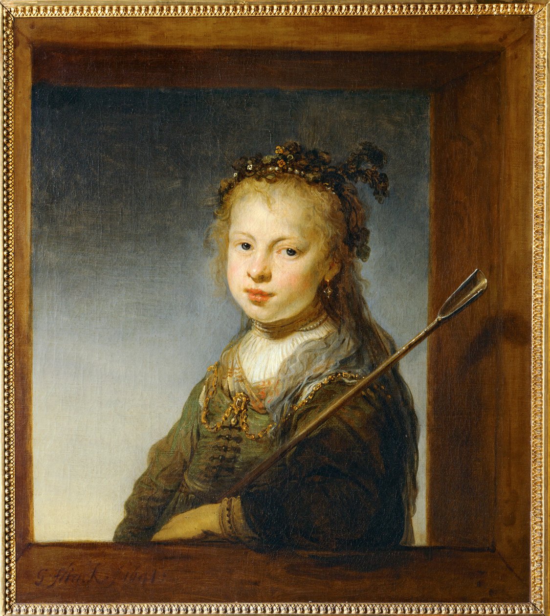 Klein meisje als herderin ... door Govaert Flinck