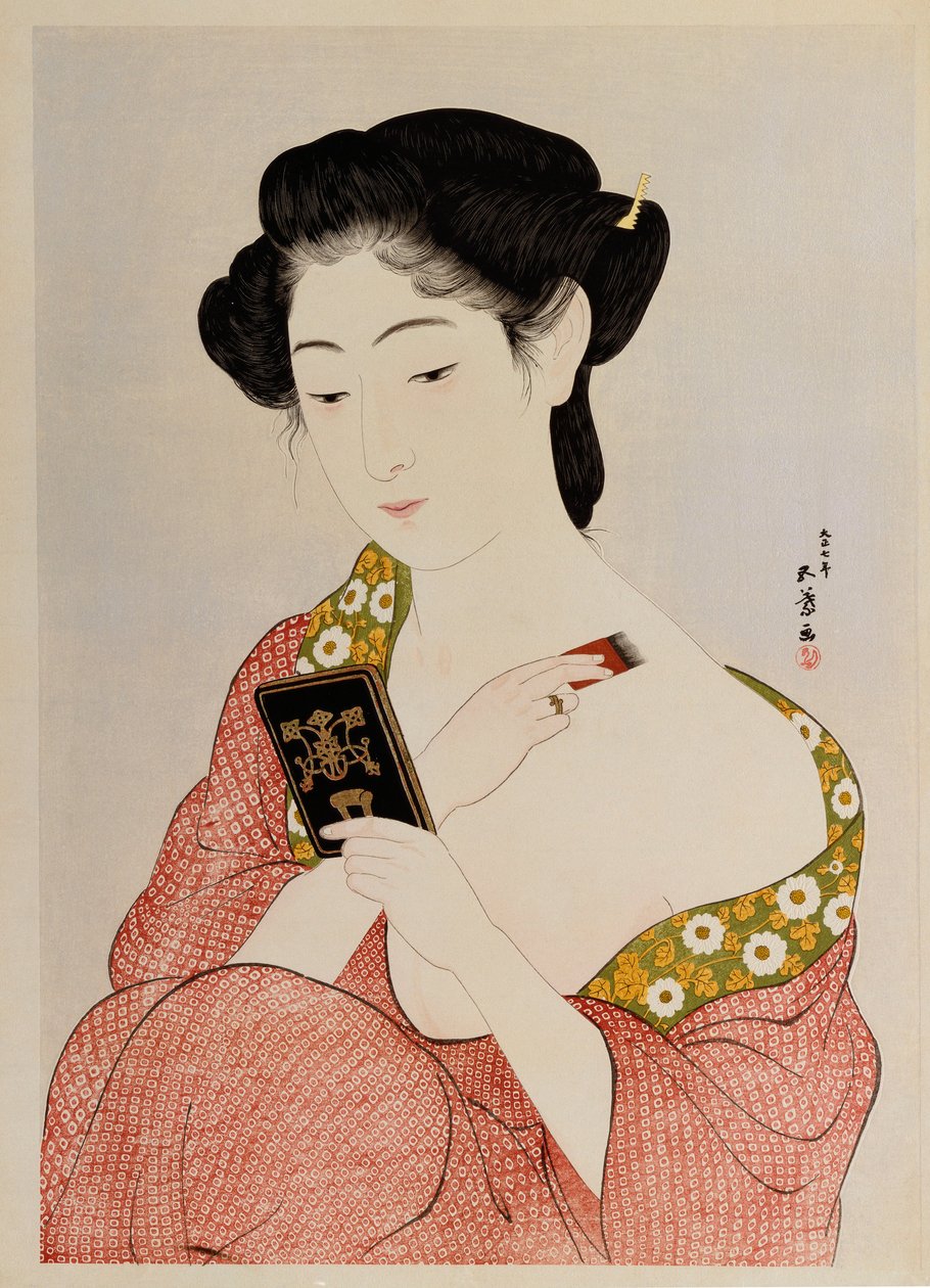 Een vrouw in ondergoed, 1918 door Goyo Hashiguchi