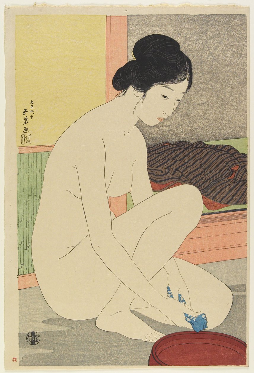 Vrouw in bad, oktober 1915 door Goyo Hashiguchi