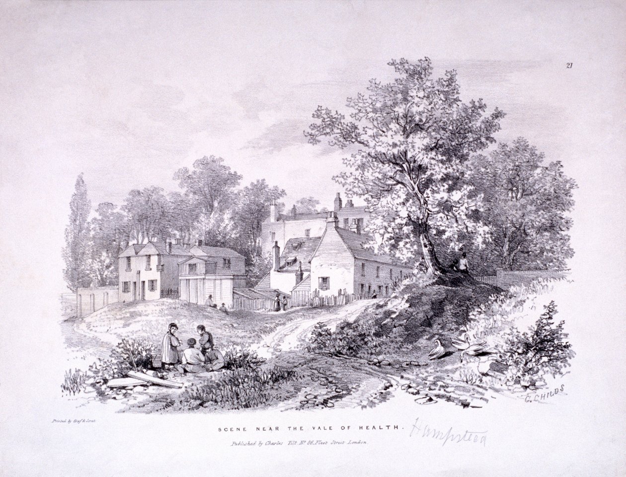 Hampstead Heath, Hampstead, Londen, ca. 1840 door Graf and Soret