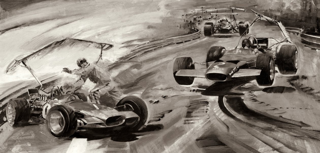 Grand Prix Problemen (gouache op papier) door Graham Coton